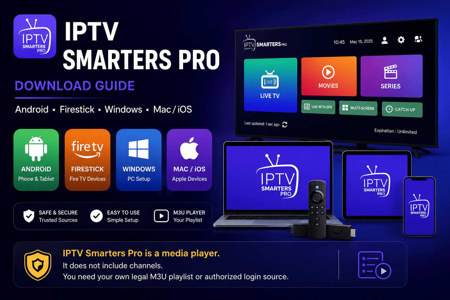 Download IPTV Smarters Pro guide for Android Firestick Windows Mac and iOS