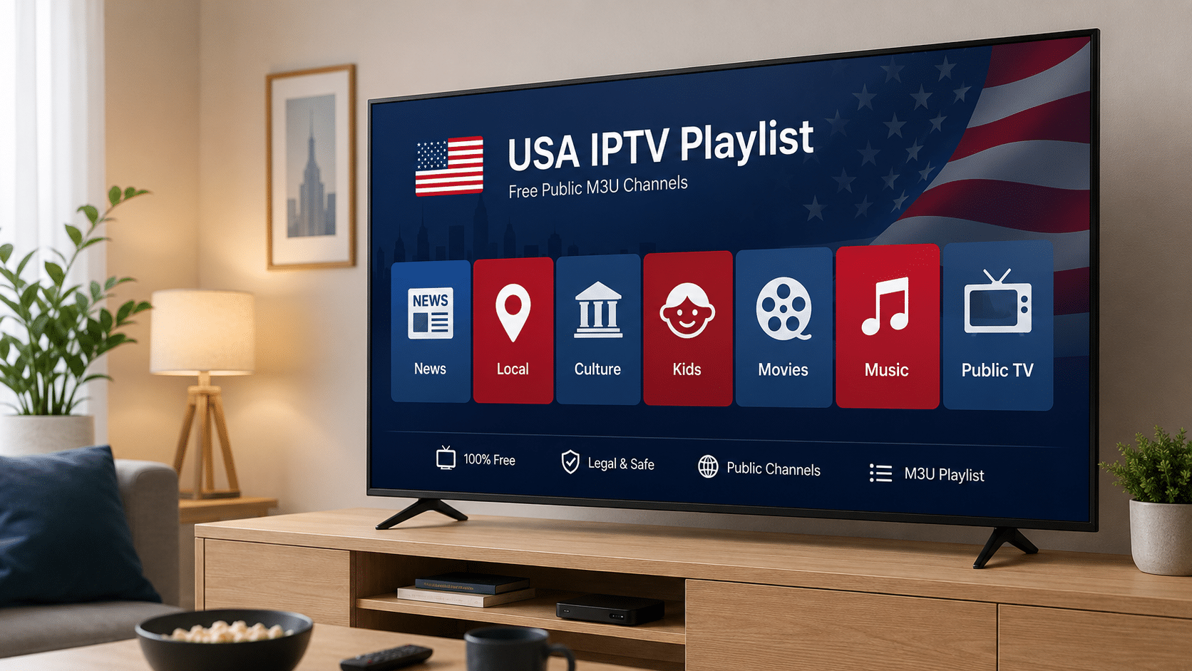 USA IPTV playlist working on desktop Android TV Firestick and Smart TV devices