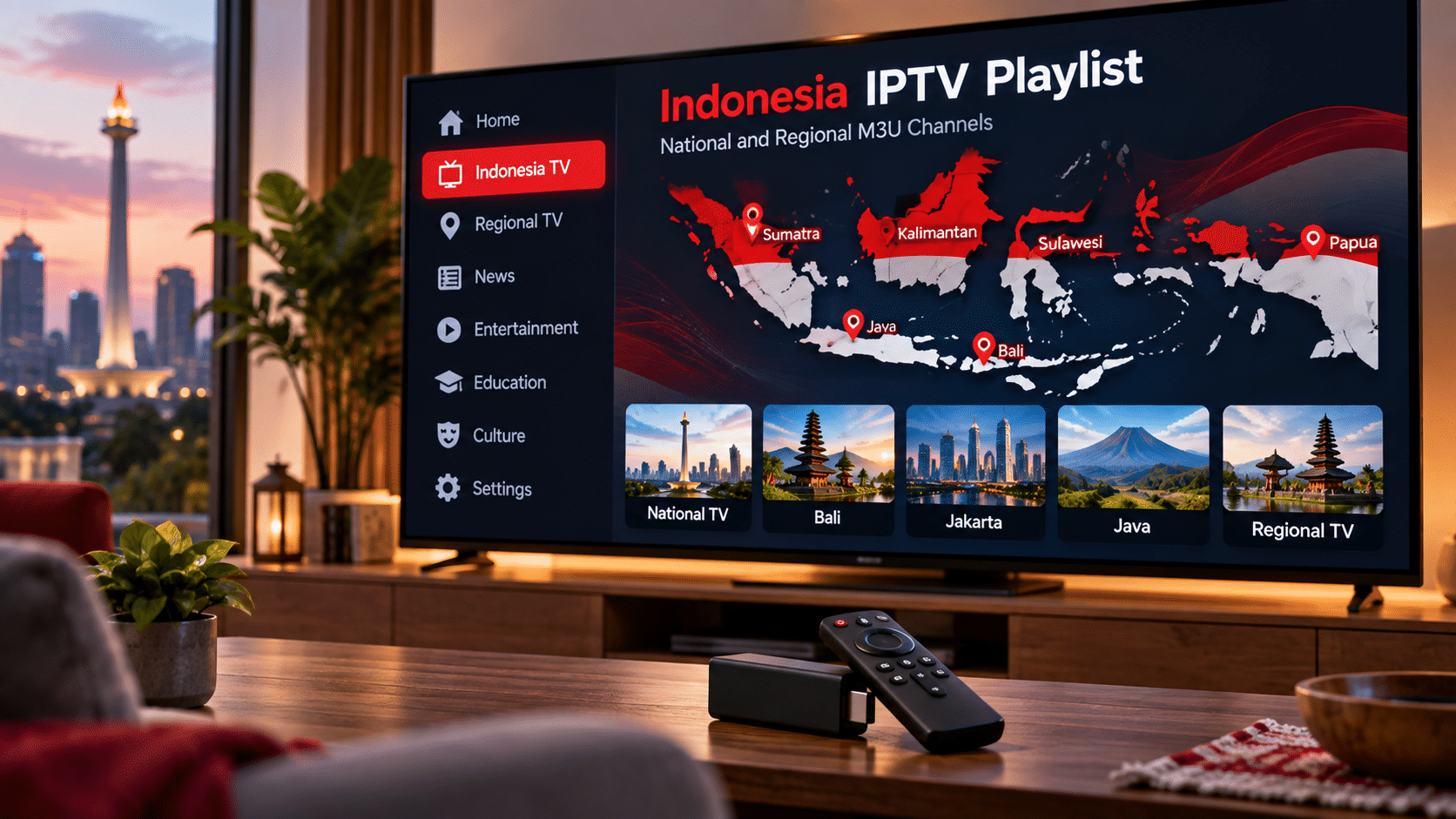 Indonesia IPTV playlist with national and regional M3U channels