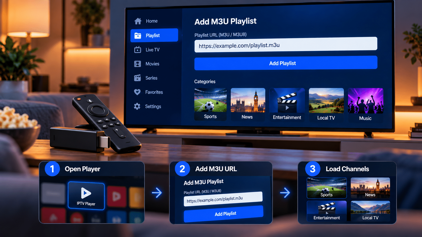 How to add an M3U playlist to Firestick step by step