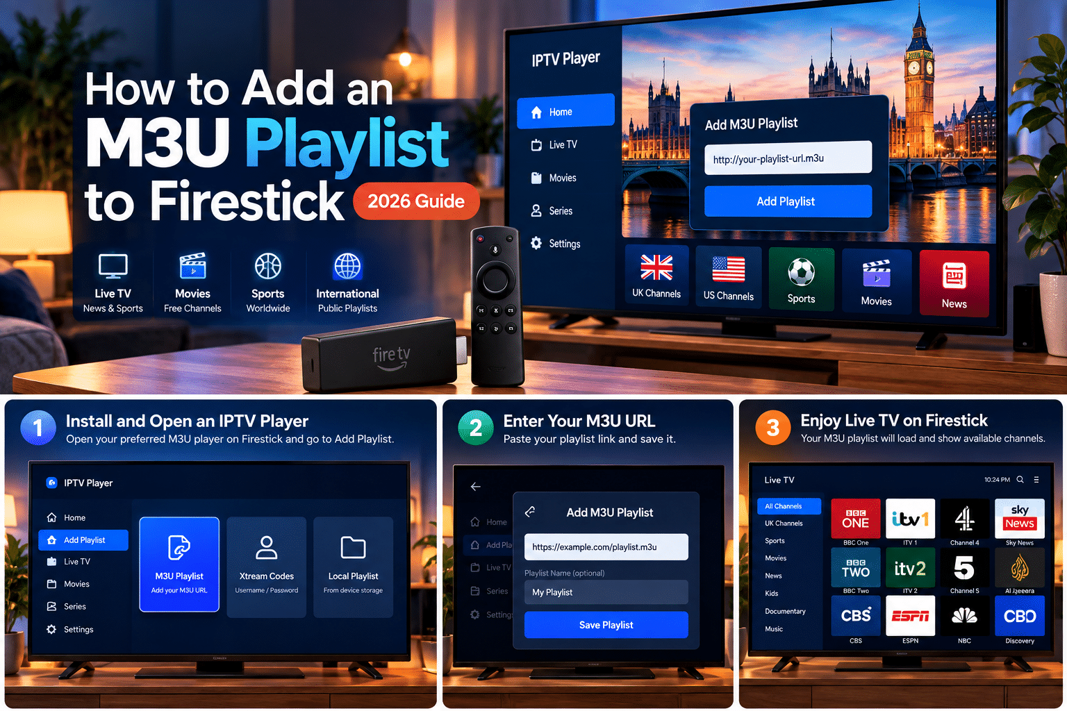 M3U playlist setup guide for Firestick and Fire TV
